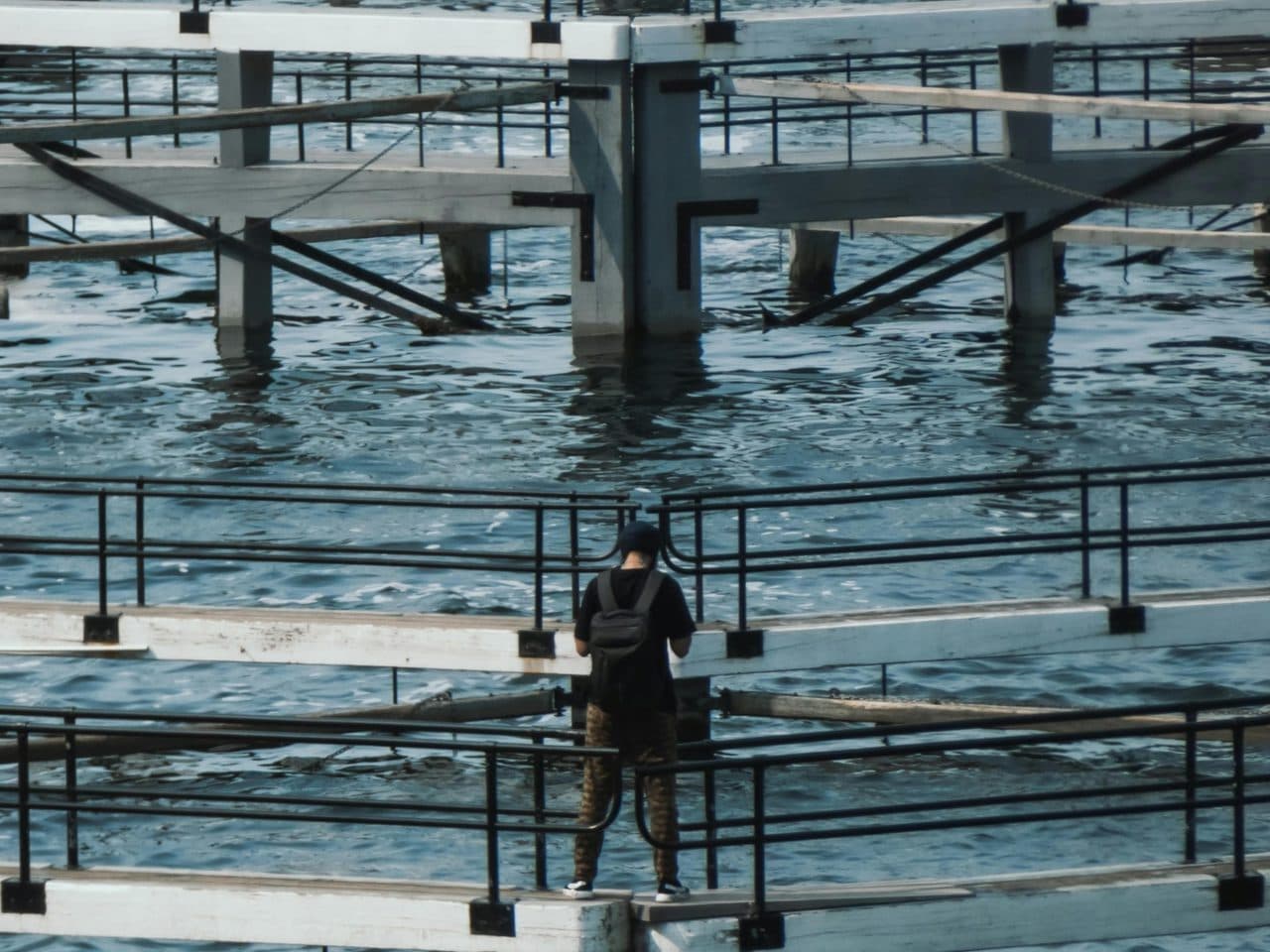 FRP handrail and walkway system installed at municipal water treatment facility with corrosion-resistant railing