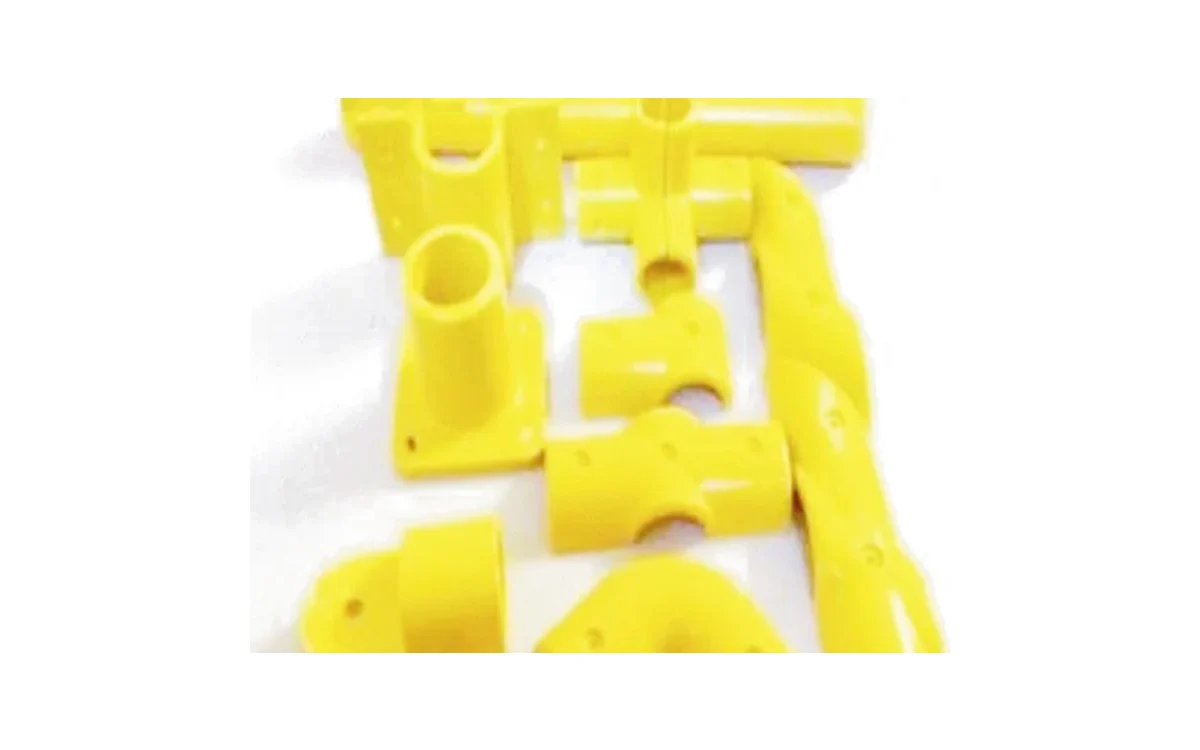 Yellow molded fiberglass handrail fittings
