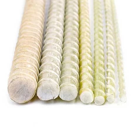 Straight GFRP reinforcing bars of several diameters