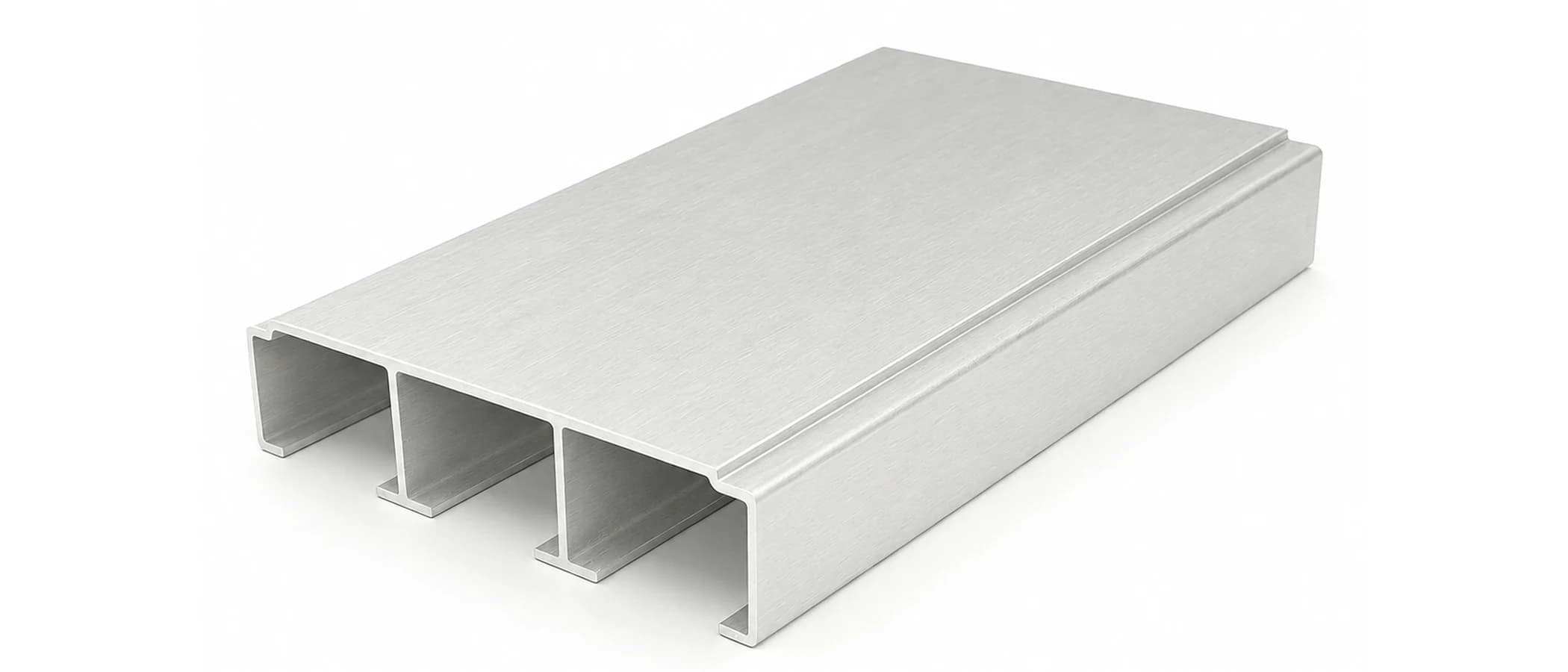 Concept rendering of a closed structural FRP deck panel with internal webs and an interlocking edge