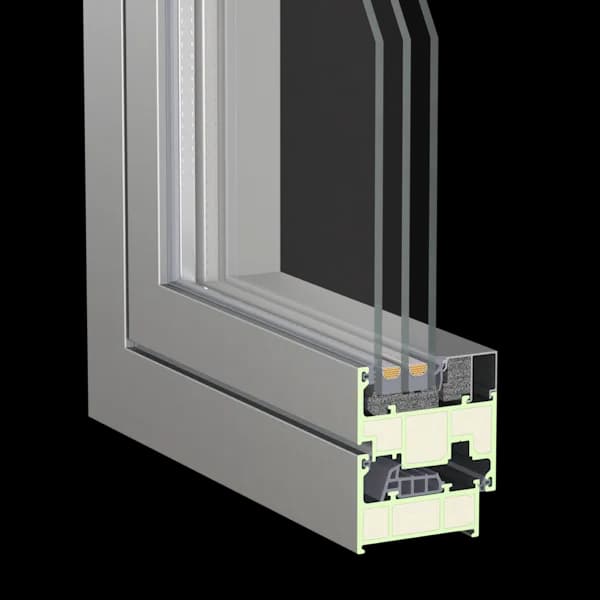 Pultruded FRP window frame profile section for thermal performance applications