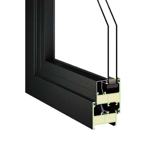 55 Series Window & Door System corner assembly illustration extracted from the July 2026 source catalog