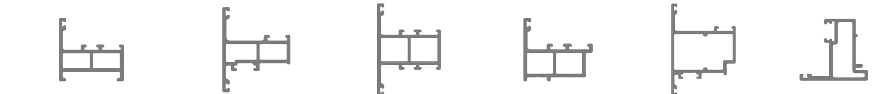 60 Series Window System source-catalog profile cross-sections in current code-list order; reference geometry only, not dimensioned production drawings