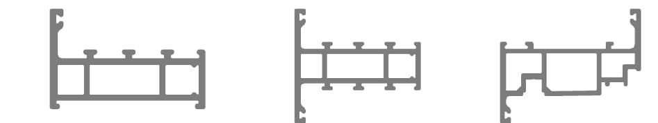 90 Series Casement / Tilt-and-Turn System source-catalog profile cross-sections in current code-list order; reference geometry only, not dimensioned production drawings